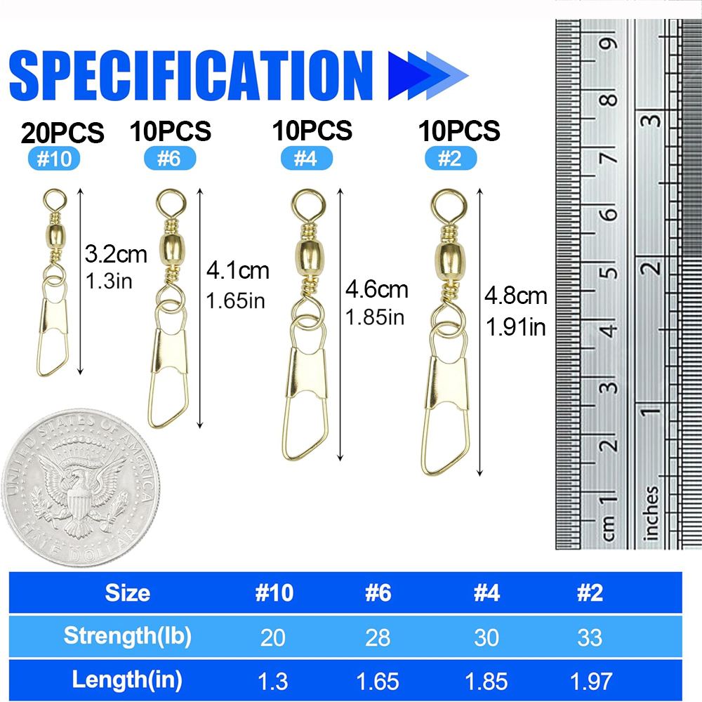 50Pcs Gold Fishing Barrel Swiv - Fishing Equipment Cheap recension och pris