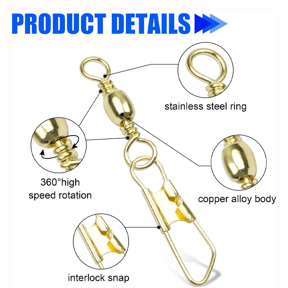50Pcs Gold Fishing Barrel Swiv - Fishing Equipment Cheap recension och pris